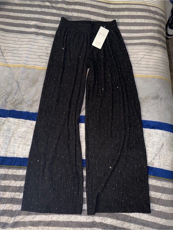 Denim - Black Sparkle Wide-Leg Knit Pants